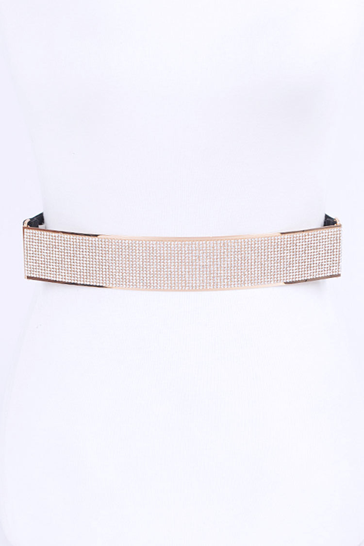 Gold Rhinestone Metal Statement Belt