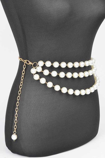 Aaliyah Draped Pearl Station Chain Statement Belt