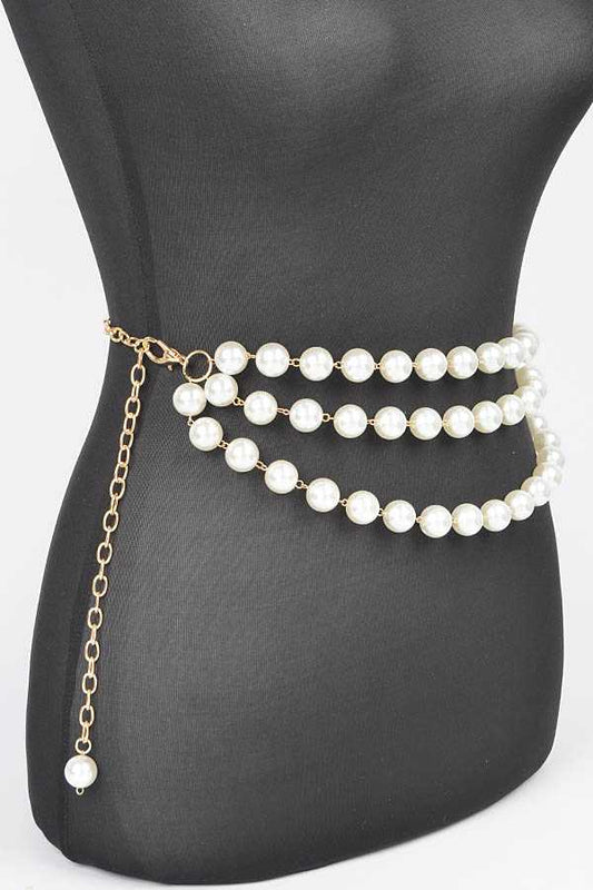 Aaliyah Draped Pearl Station Chain Statement Belt