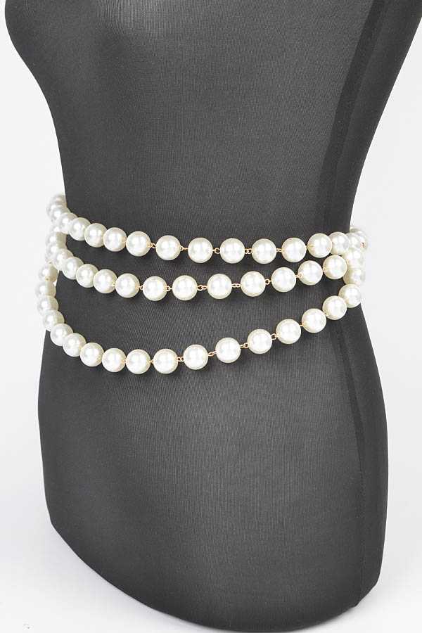 Aaliyah Draped Pearl Station Chain Statement Belt
