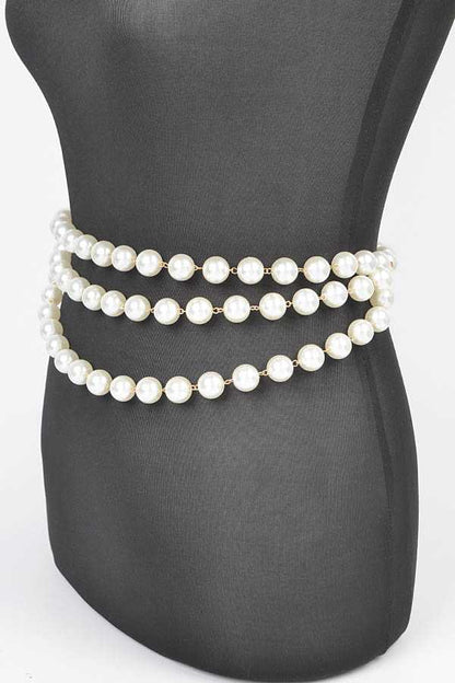 Aaliyah Draped Pearl Station Chain Statement Belt