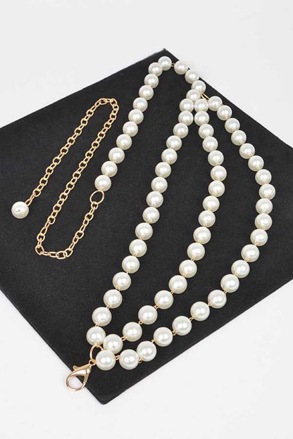 Aaliyah Draped Pearl Station Chain Statement Belt