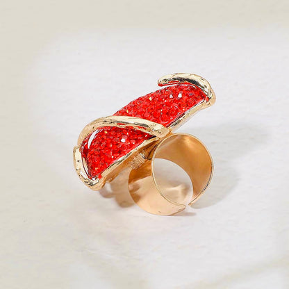 Adjustable Rhinestone Heart Cocktail Ring