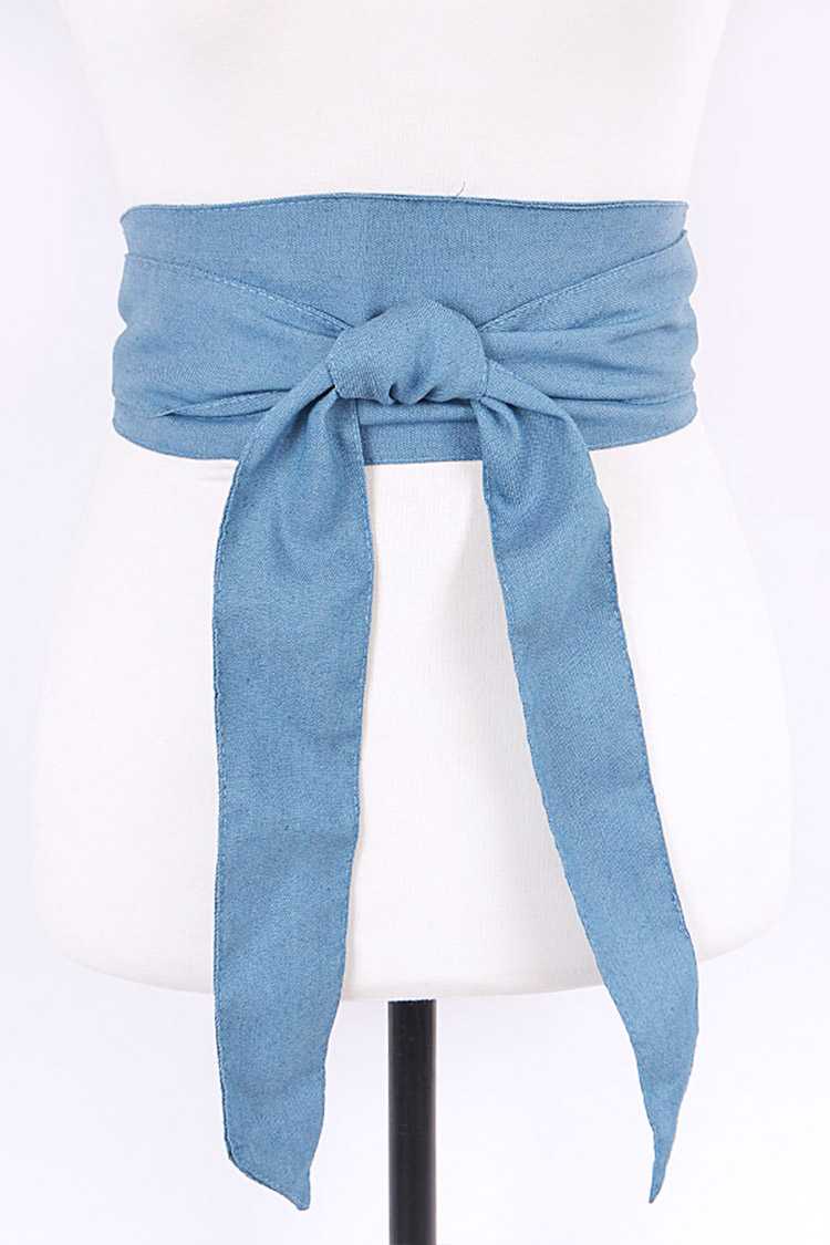Denim Kimono Obi Wrap Statement Belt