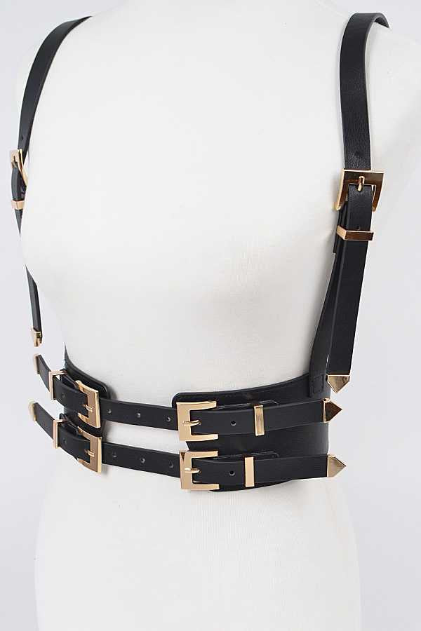 Abby White Vegan Leather Harness Belt Plus Size