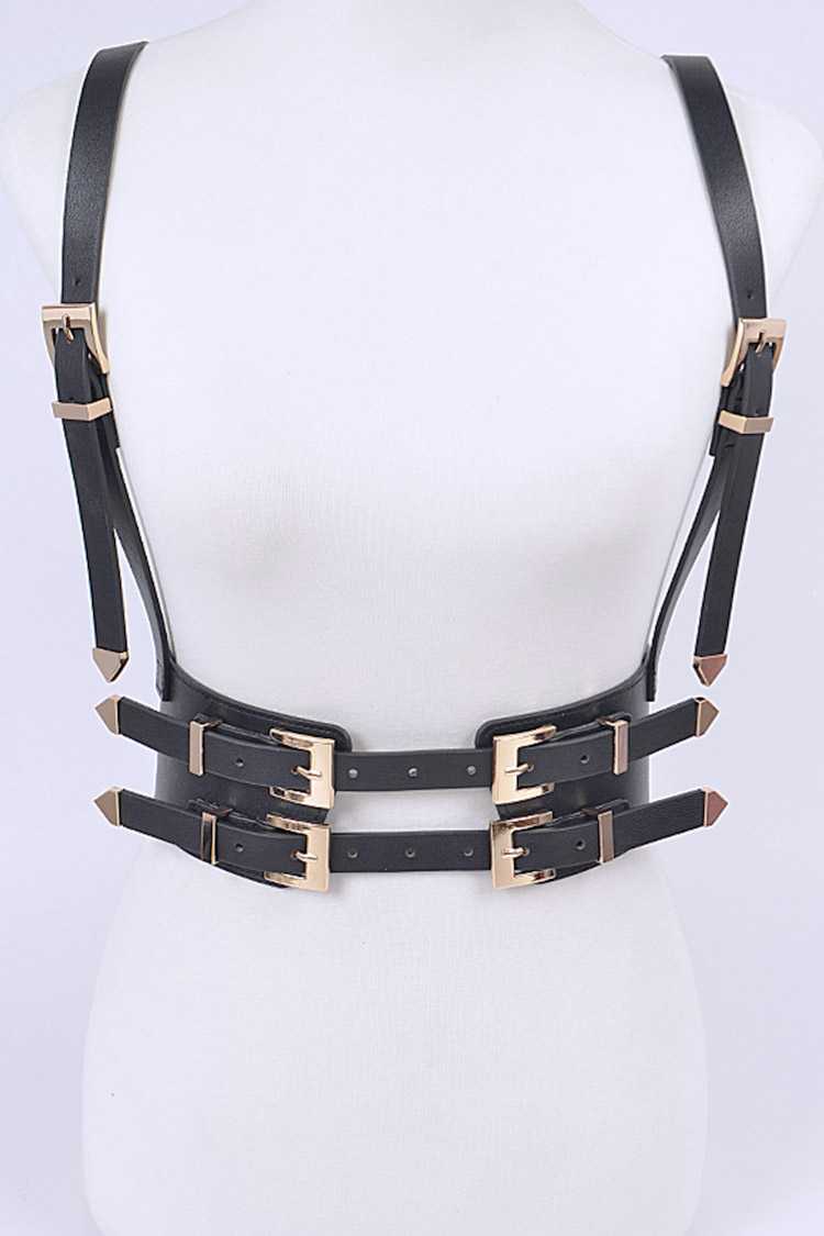 Abby White Vegan Leather Harness Belt Plus Size