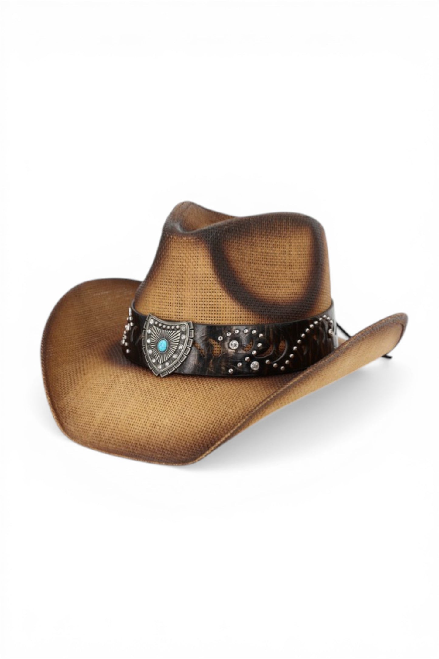 Augusta Vintage Straw Cowboy Hat With Rustic Pattern Band