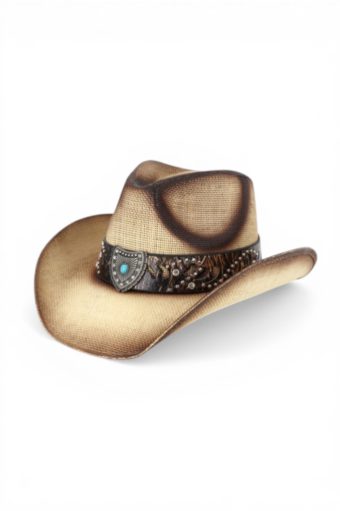 Augusta Vintage Straw Cowboy Hat With Rustic Pattern Band