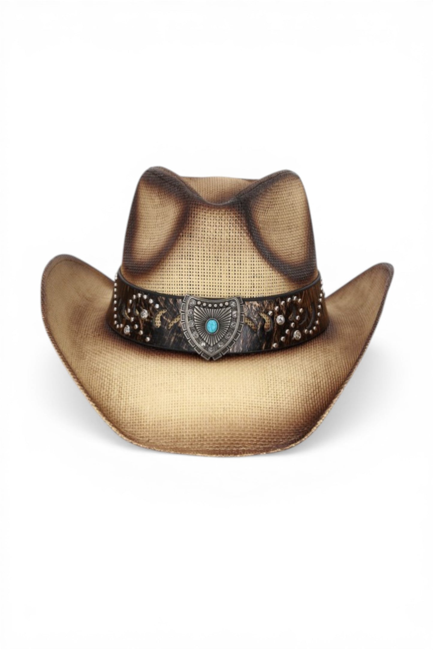 Augusta Vintage Straw Cowboy Hat With Rustic Pattern Band