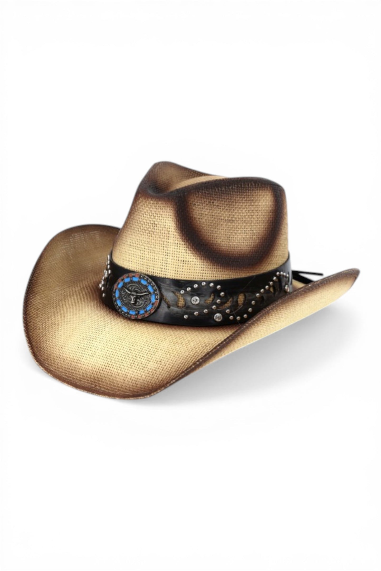 Abel Vintage Straw Cowboy Hat With Rustic Pattern Band