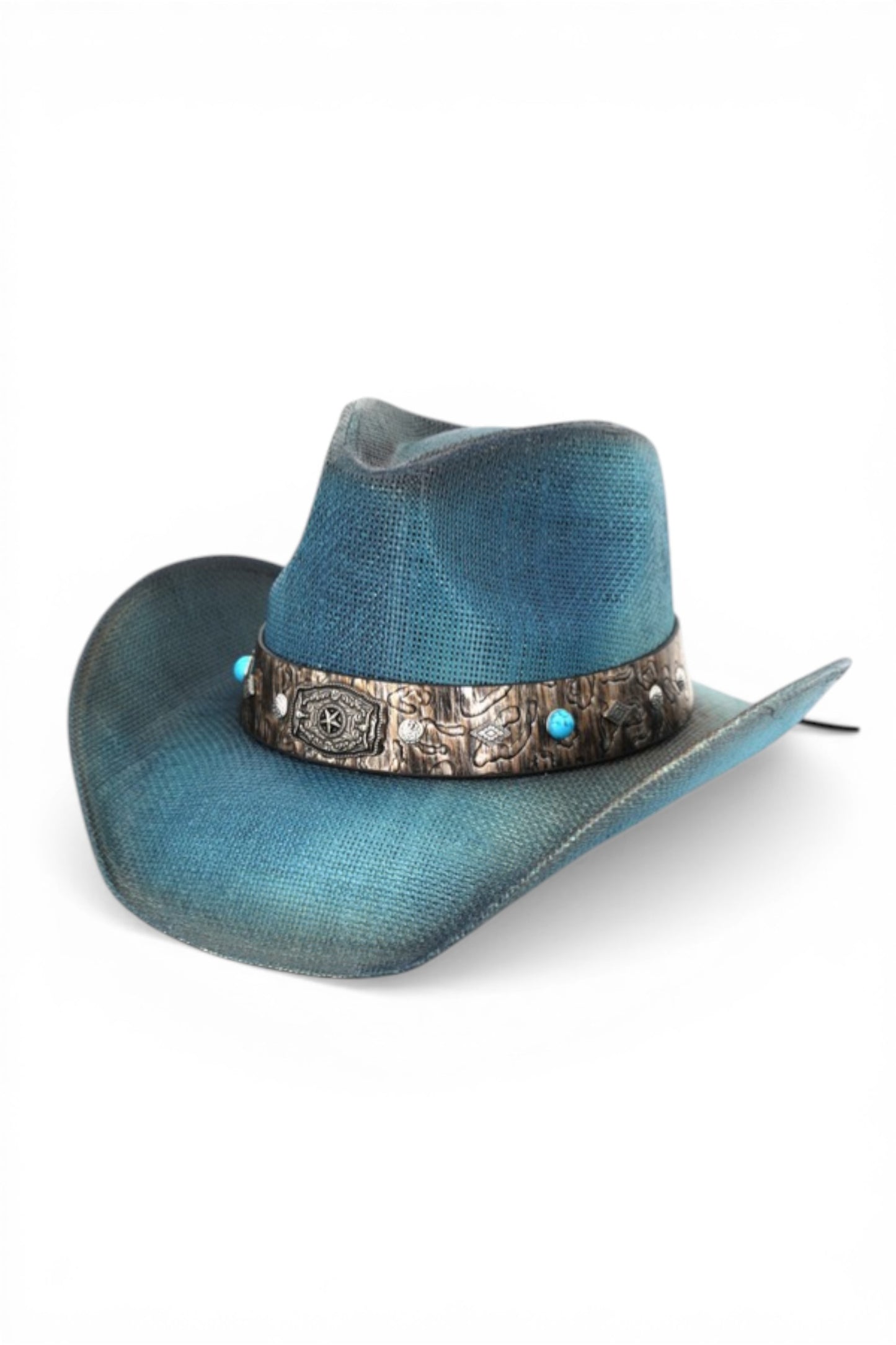 Ace Vintage Straw Cowboy Hat With Rustic Pattern Band
