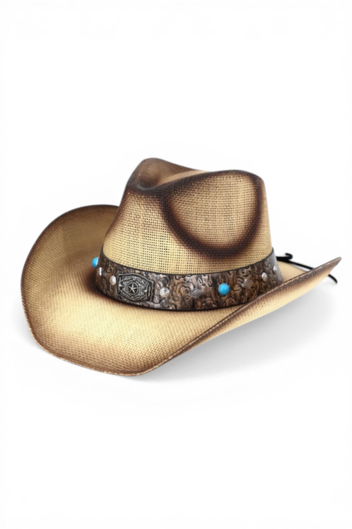 Ace Vintage Straw Cowboy Hat With Rustic Pattern Band