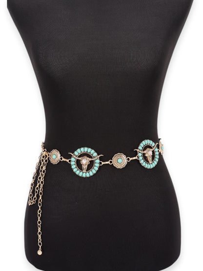 Ángel Turquoise Vintage Horse Chain Statement Belt