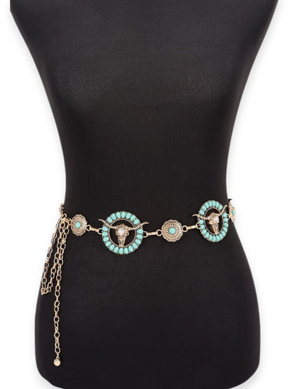 Ángel Turquoise Vintage Horse Chain Statement Belt