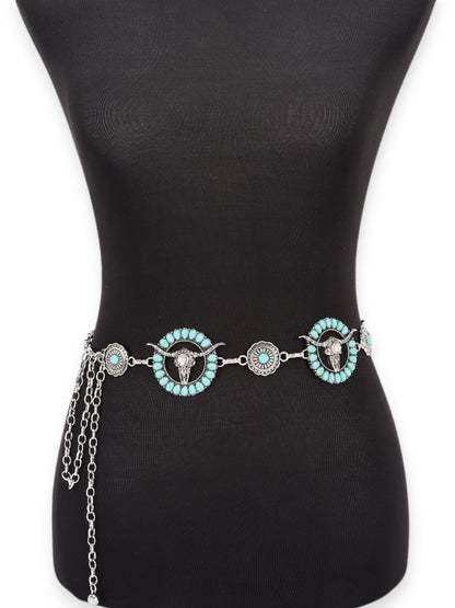 Ángel Turquoise Vintage Horse Chain Statement Belt