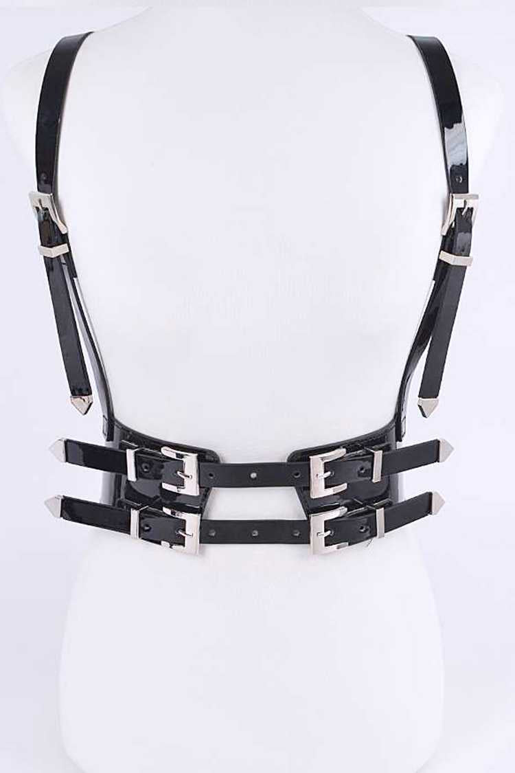 Black Vegan Leather Harness Belt Plus Size