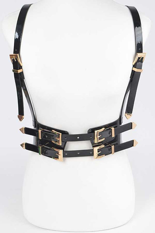 Black Vegan Leather Harness Belt (5 Colors)