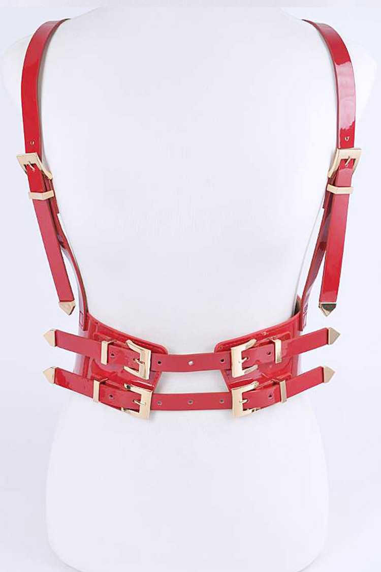 Black Vegan Leather Harness Belt Plus Size