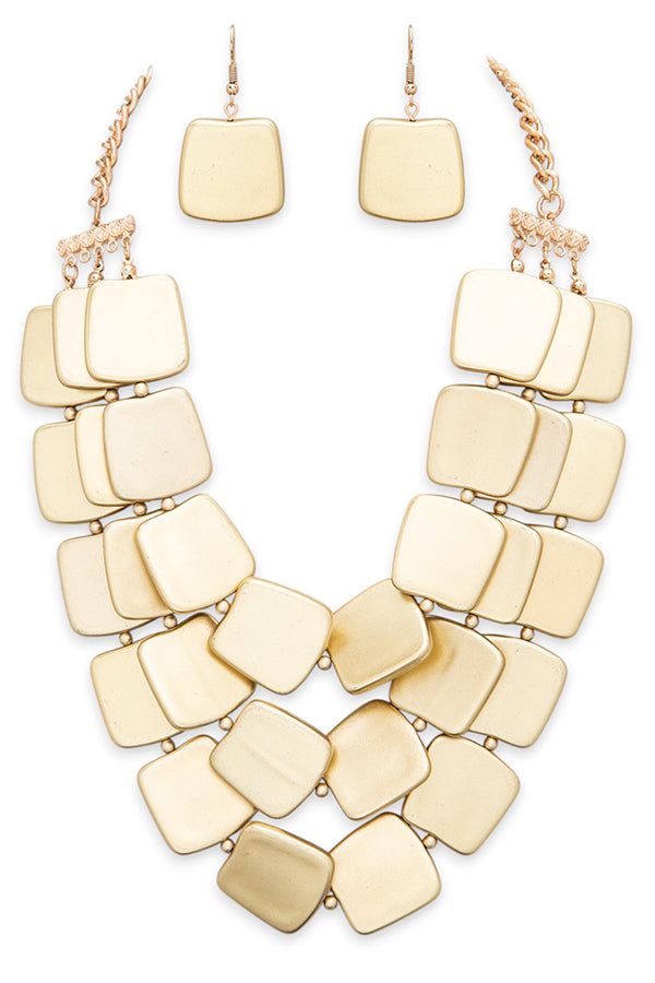 Accra Resin Square Beads Statement Layer Necklace Set