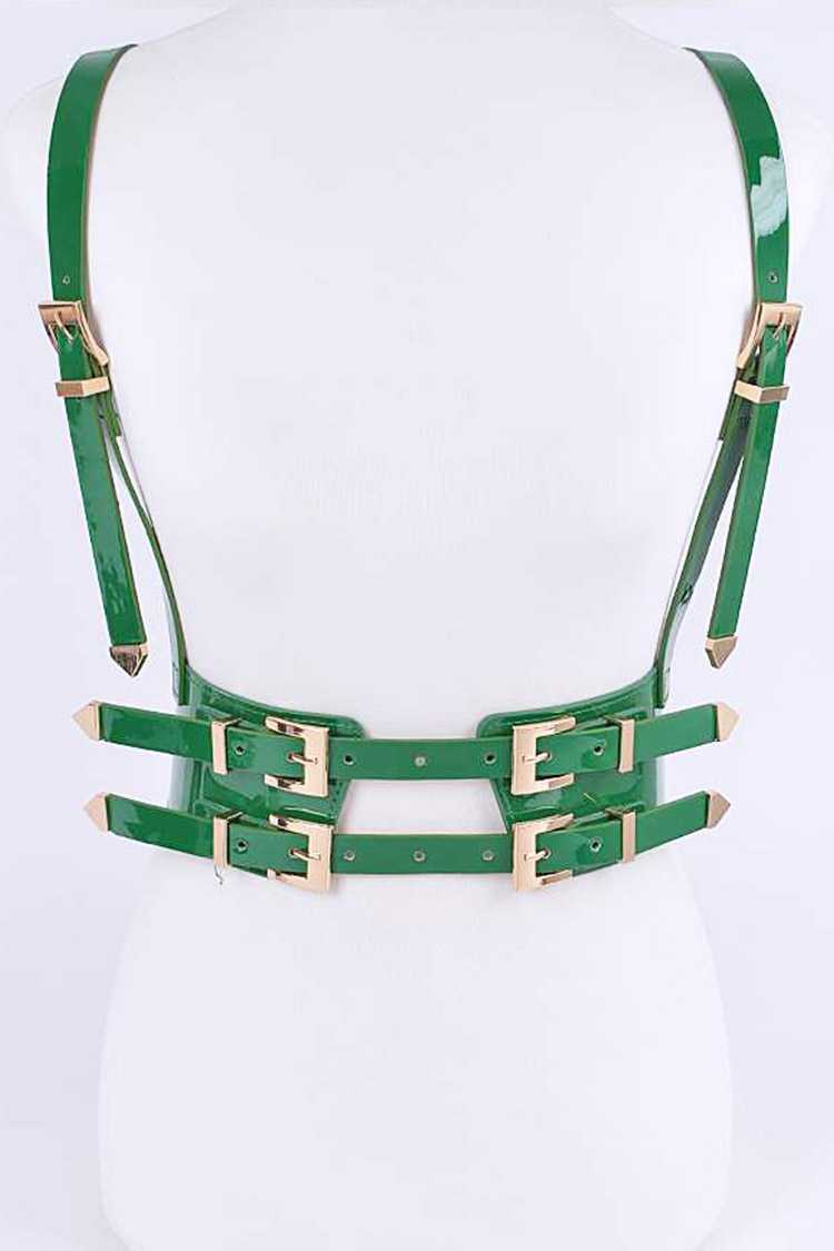 Black Vegan Leather Harness Belt Plus Size