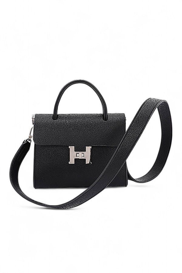 1 H Twist Lock Top Handle Crossbody Bag