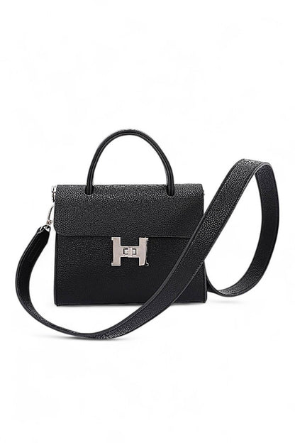 1 H Twist Lock Top Handle Crossbody Bag