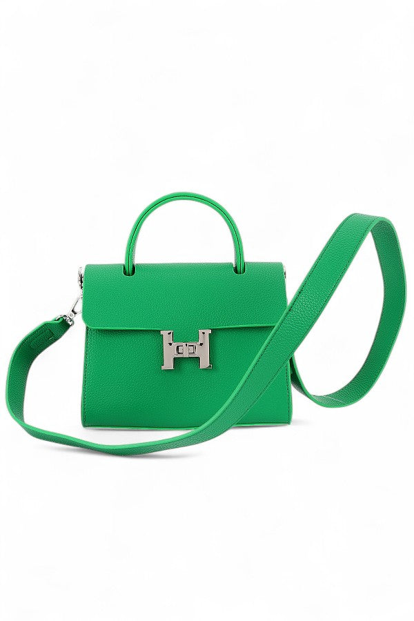 1 H Twist Lock Top Handle Crossbody Bag