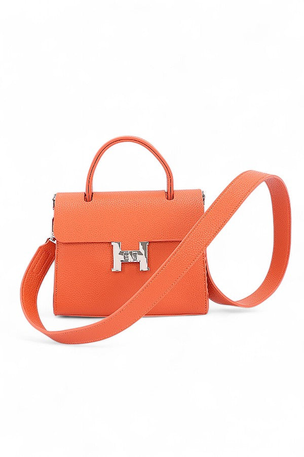 1 H Twist Lock Top Handle Crossbody Bag