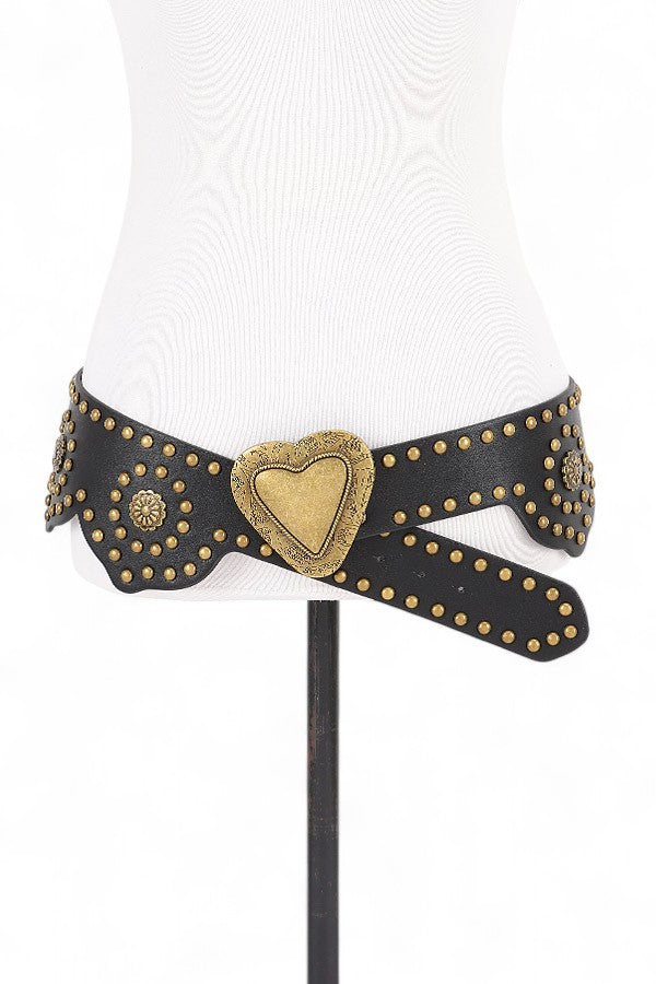 Heart Buckle Western Fashion Statement Belt