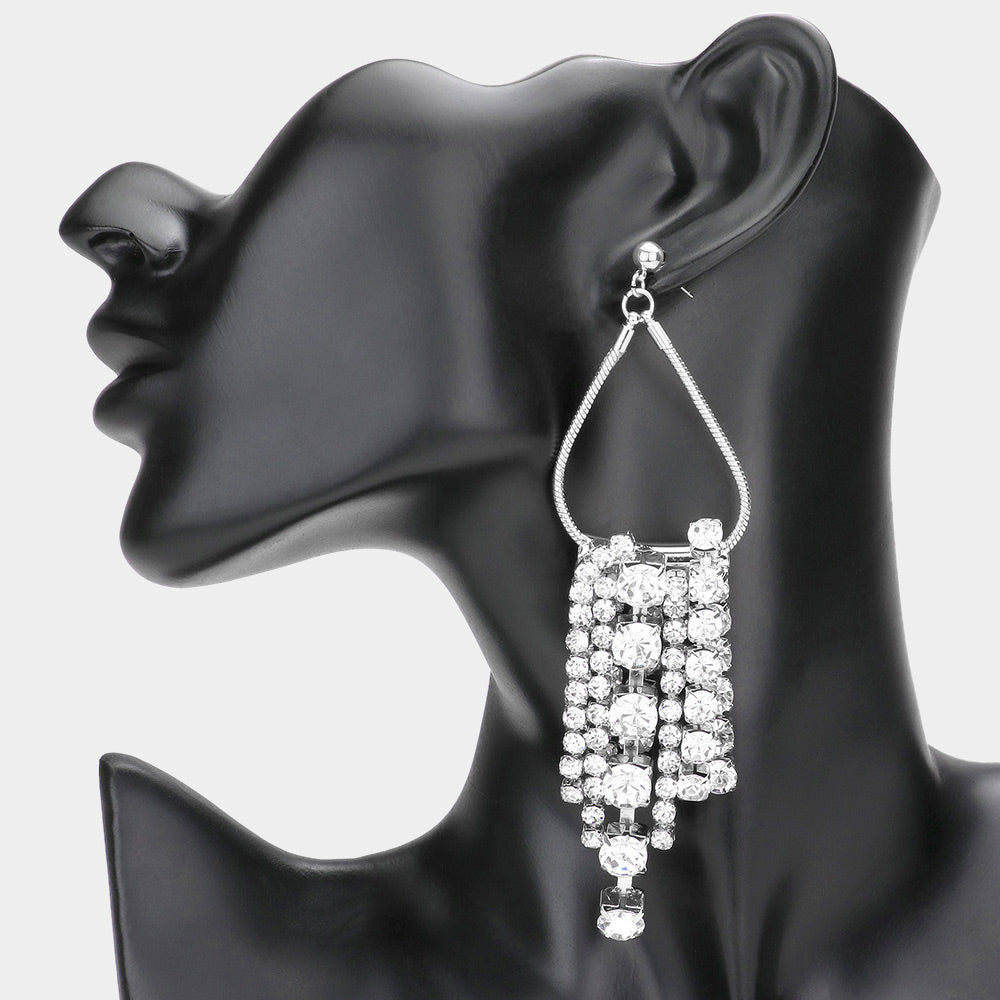 A Girl’s Best Friend Silver Diamond Chandelier Earrings