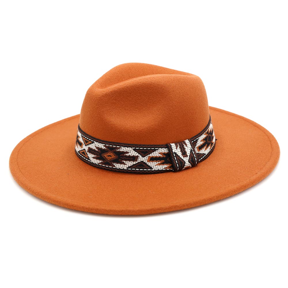 Beya Orange Tribal Band Panama Hat