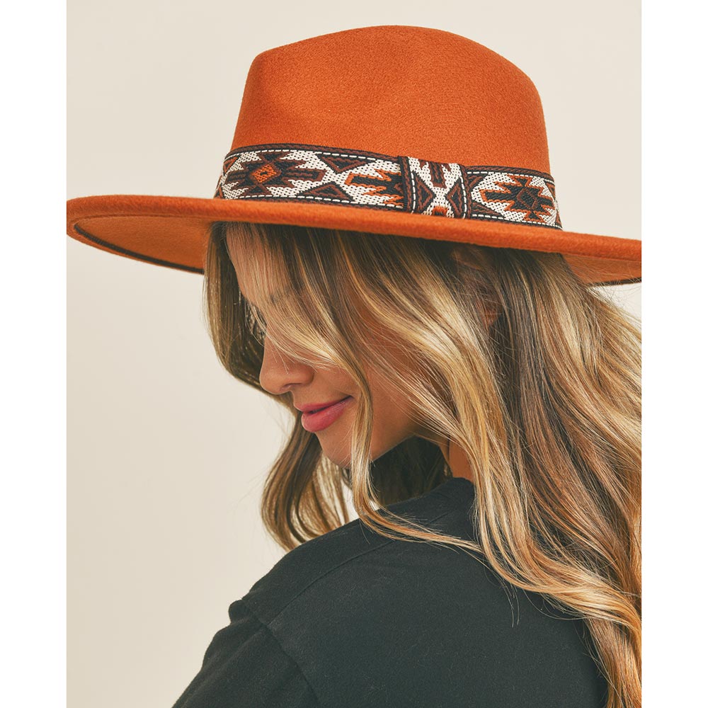 Beya Orange Tribal Band Panama Hat