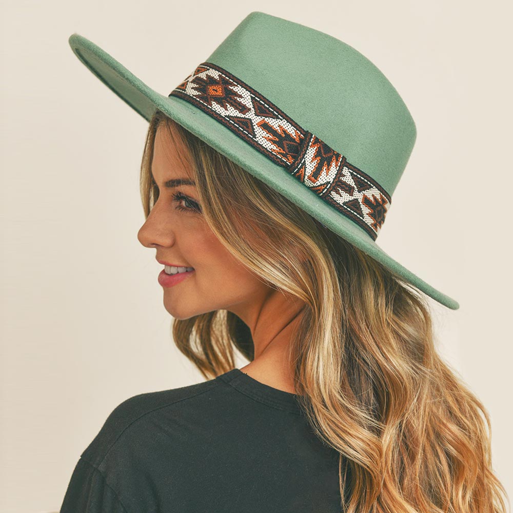 Beya Turquoise Tribal Band Panama Hat