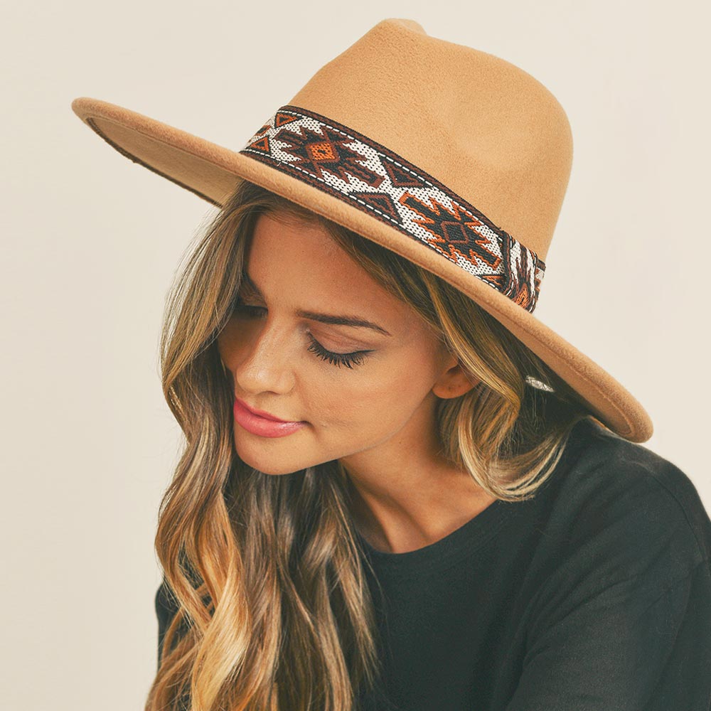 Beya Taupe Tribal Band Panama Hat