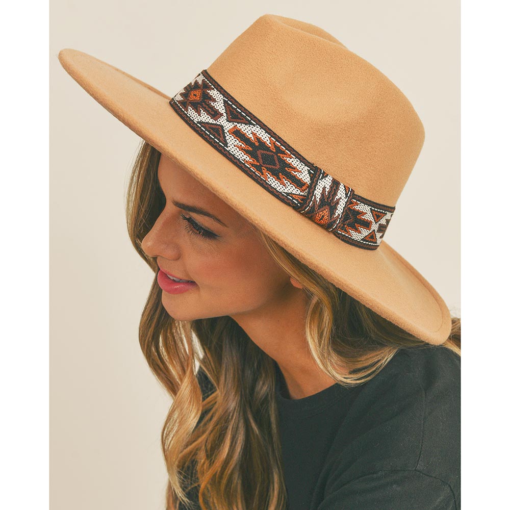 Beya Taupe Tribal Band Panama Hat