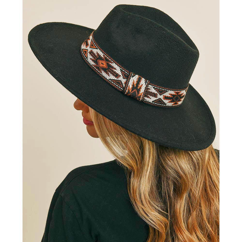 Beya Black Tribal Band Panama Hat