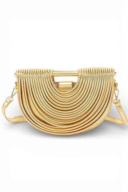 2 Designer Style Vegan Leather Half Moon Clutch Bag