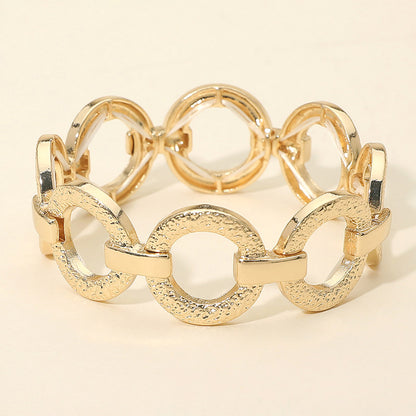 Bria Textured Metal Ring Link Stretch Bracelet