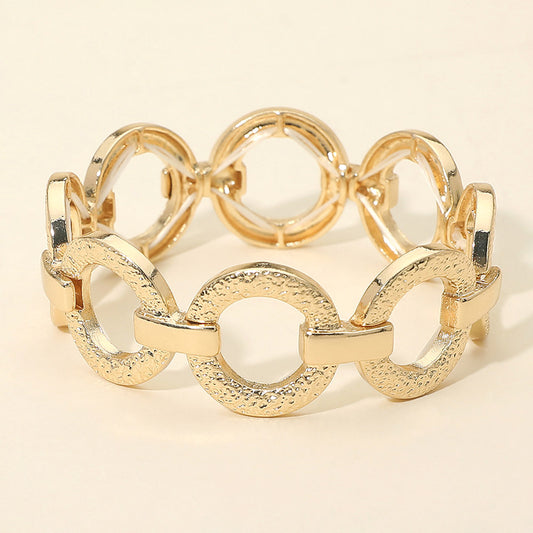 Bria Textured Metal Ring Link Stretch Bracelet