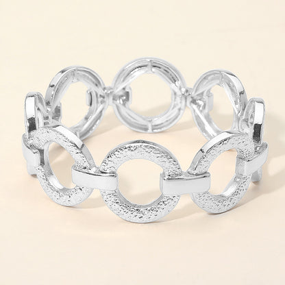 Bria Textured Metal Ring Link Stretch Bracelet