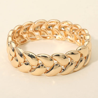 Bold Polished Metal Beaded Stretch Bracelet