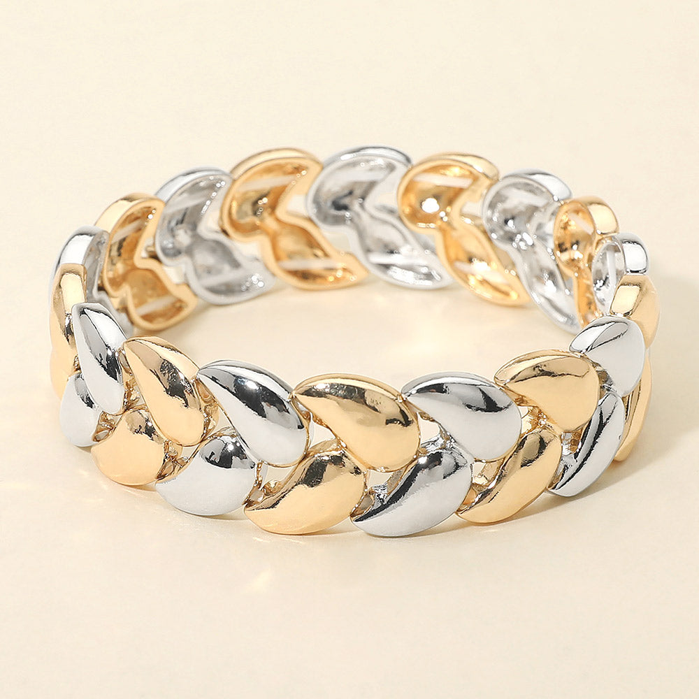 Bold Polished Metal Beaded Stretch Bracelet