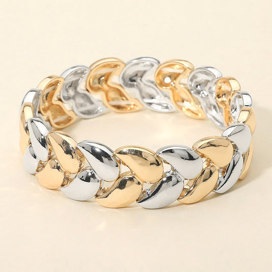 Bold Polished Metal Beaded Stretch Bracelet