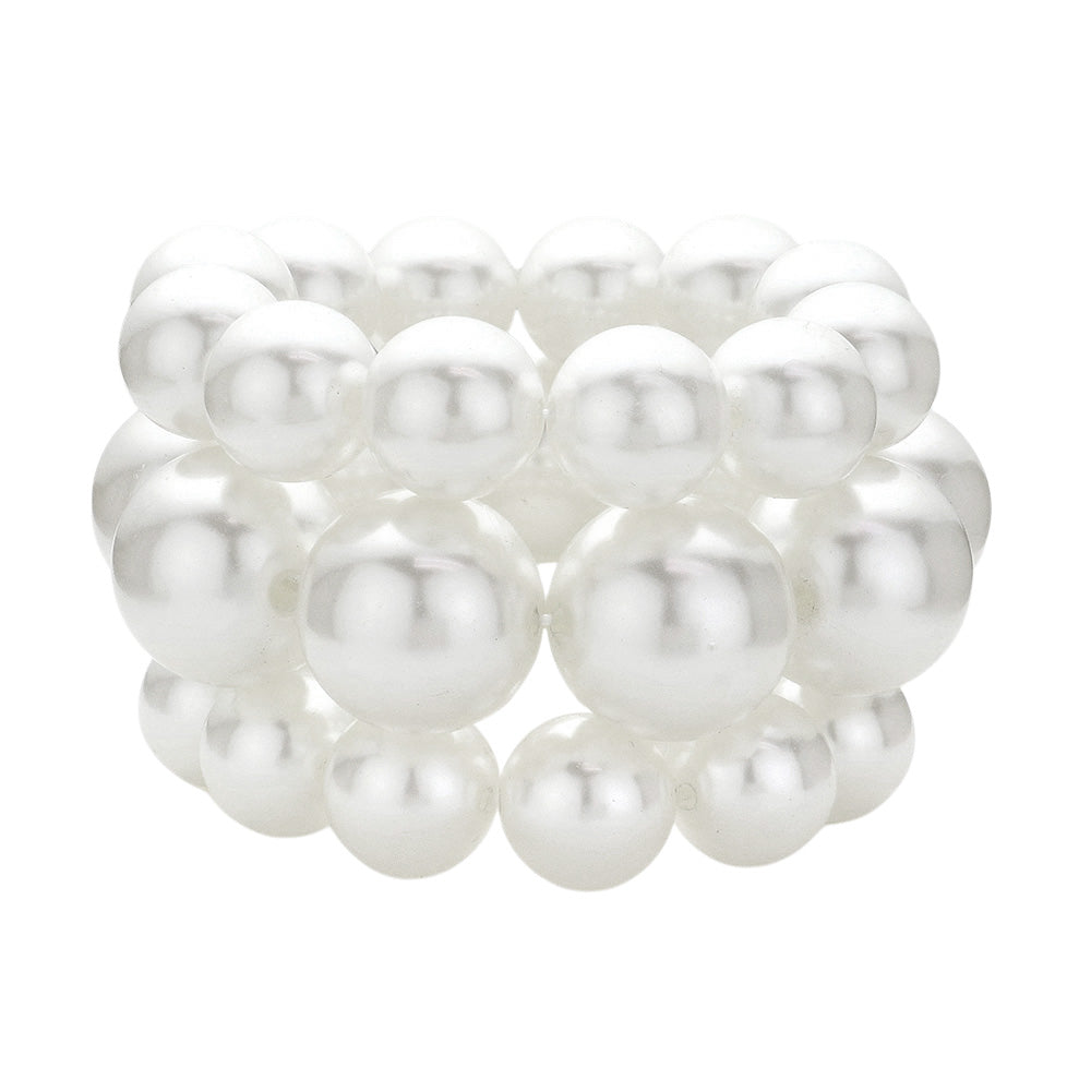 3PCS - Pearl Beaded Multi Layered Stretch Bracelets