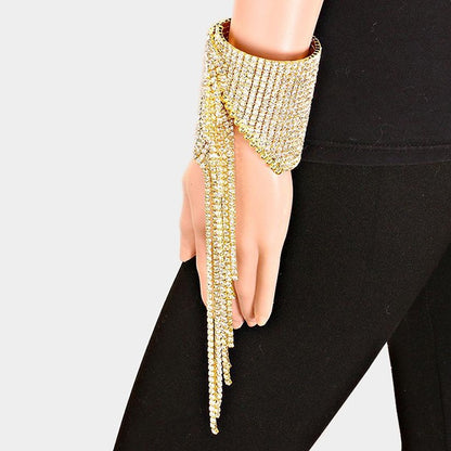 Aro Rhinestone Fringe Open Bracelet