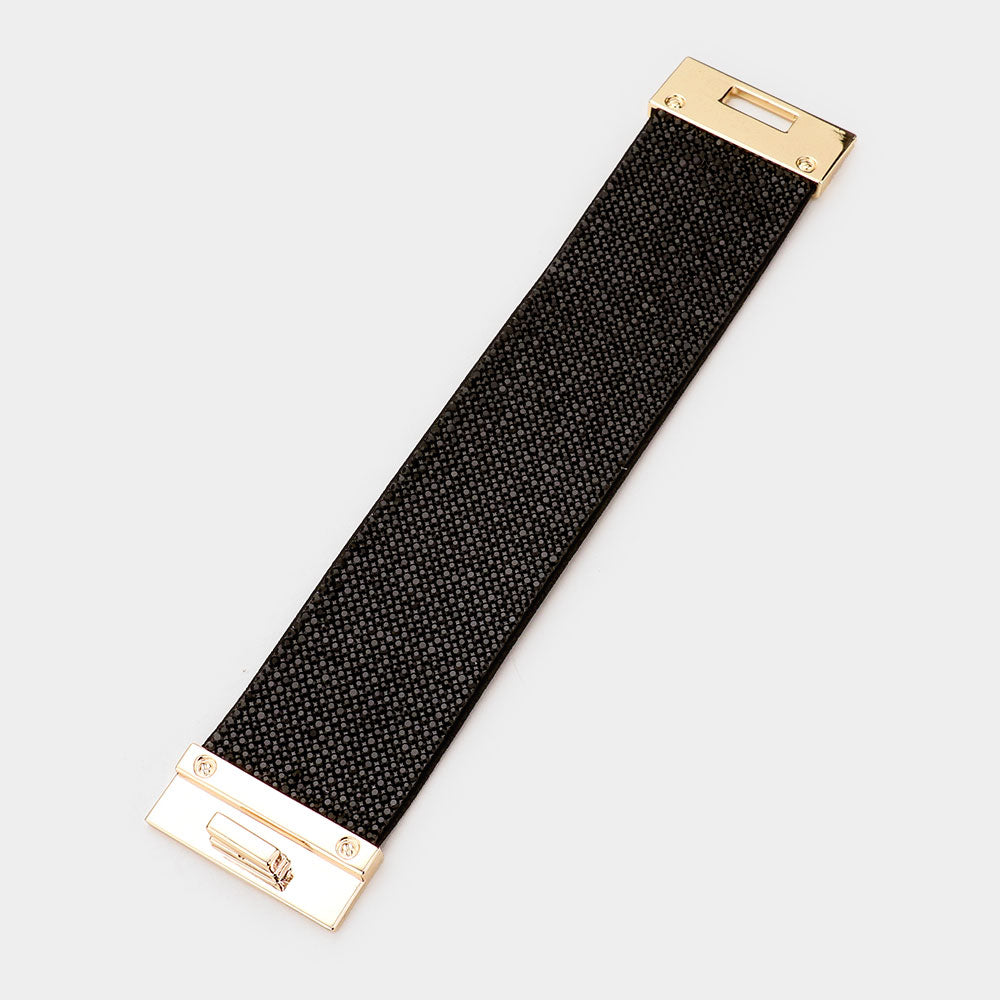 Addy Embellished Rhinestone Wide Turn Lock Bracelet