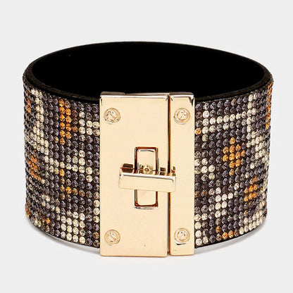 Addy Embellished Rhinestone Wide Turn Lock Bracelet