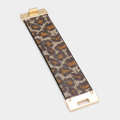 Addy Embellished Rhinestone Wide Turn Lock Bracelet