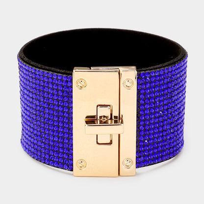 Addy Embellished Rhinestone Wide Turn Lock Bracelet