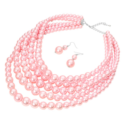 5 Strand Pearl Bib Statement Necklace